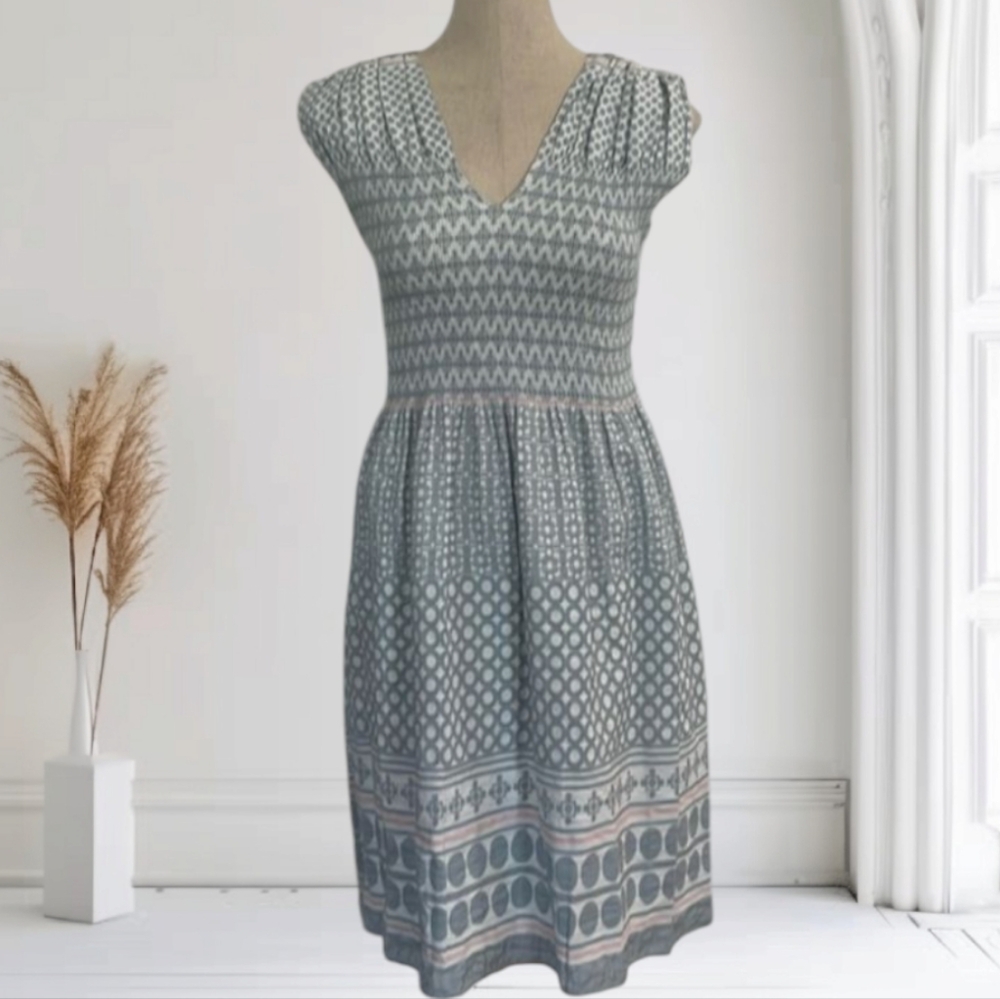 NWOT Smoked Summer Dress gray white Cap sleeve Medium Womens Medium